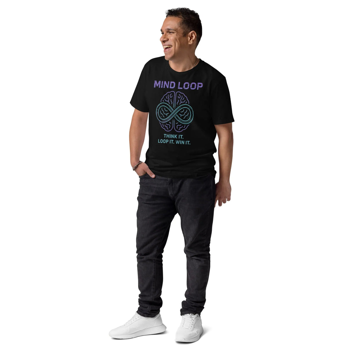 Mind Loop Organic Cotton Tee | Verified Sustainable Gamer Streetwear - Sustainable Organic Design | Primary Mockup Front View