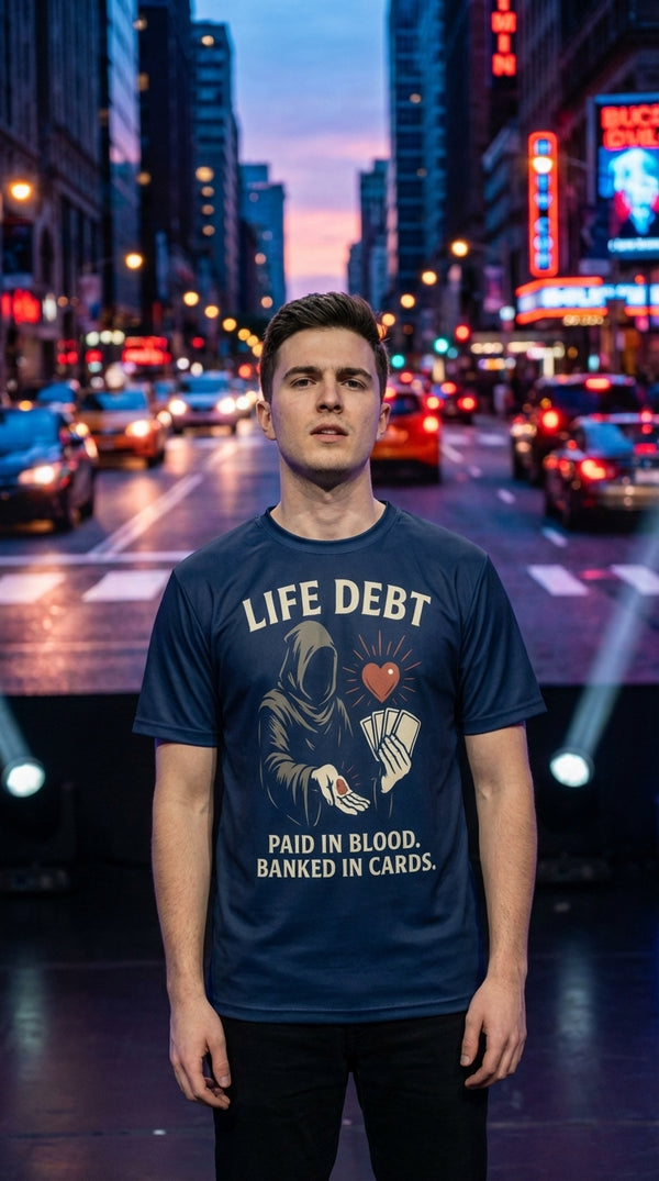 Life Debt Blood Pact Organic Tee - Esports Pro in Urban Street - Card Shop Duel