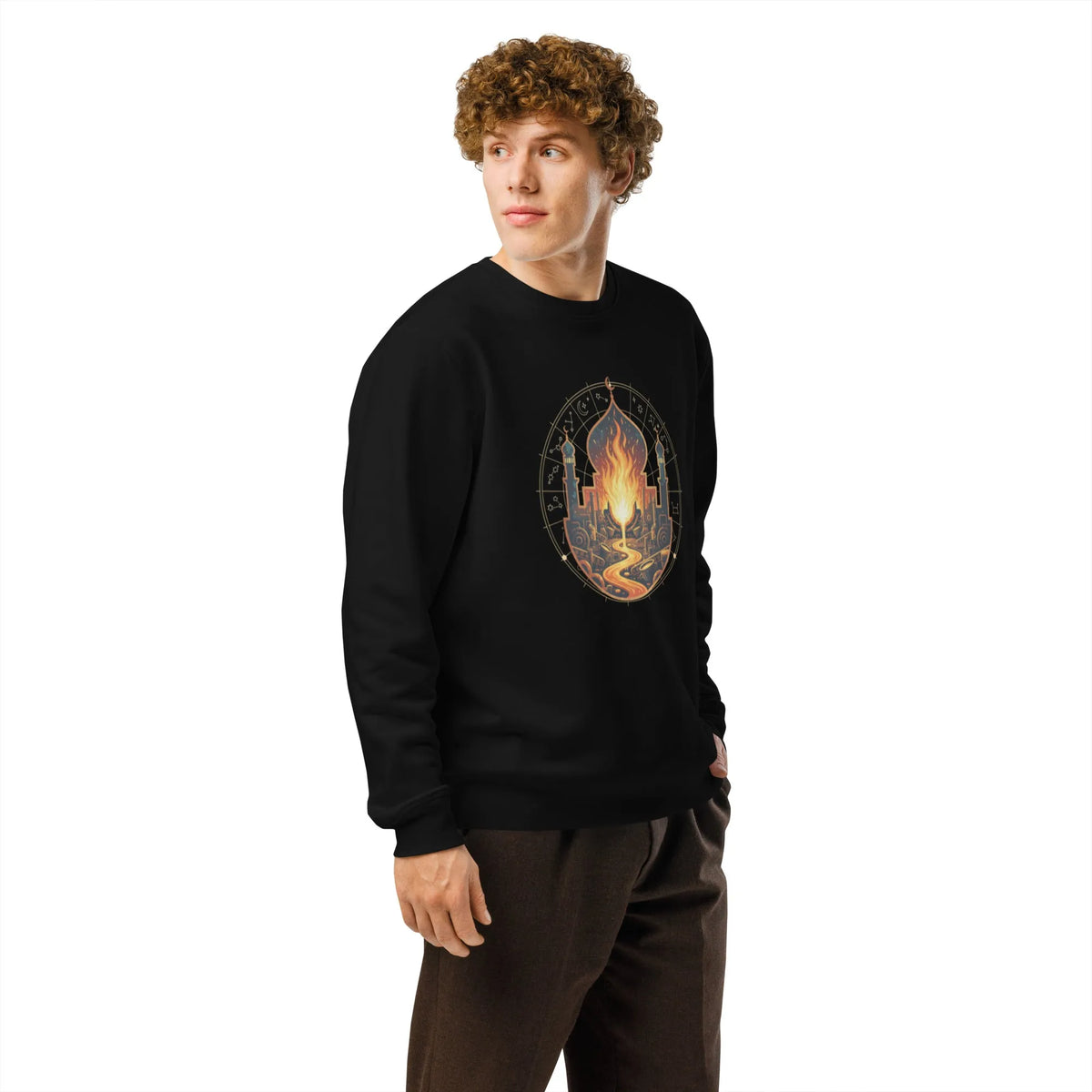 Arcane Desert Gateway Organic Sweatshirt | Sustainable Gamer Streetwear - Sustainable Organic Design | Primary Mockup Front View