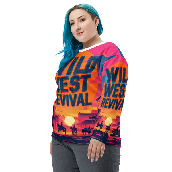 Wild West Revival – Sustainable Recycled Streetwear Sweatshirt - Sustainable Organic Design | Detailed Alternative View