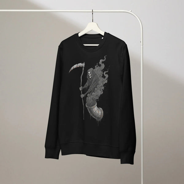 Grim Reaper Rising Organic Crewneck - Sustainable Gamer Streetwear - Sustainable Organic Design | Detailed Alternative View
