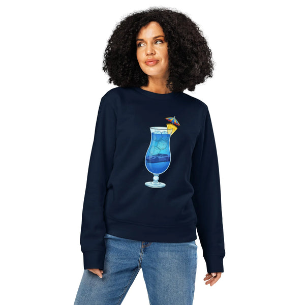 Vaporwave Car Cocktail Organic Sweatshirt | Sustainable Retro 80s Style - Sustainable Organic Design | Detailed Alternative View