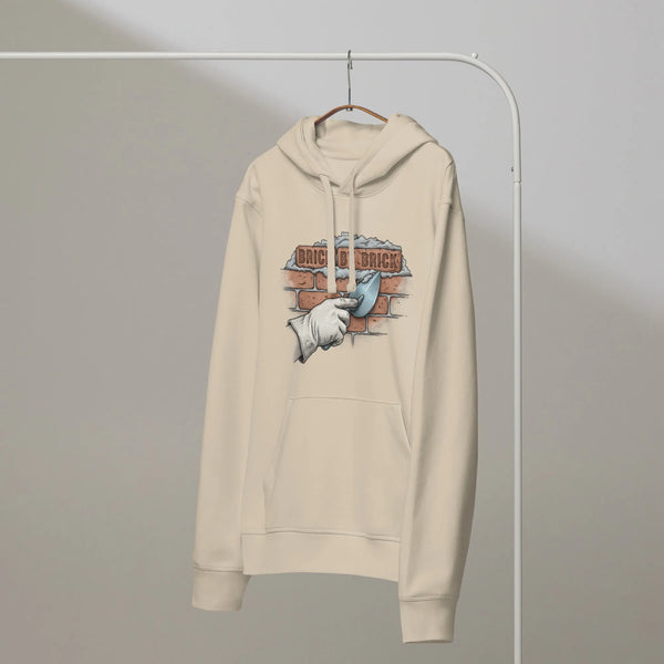 Brick By Brick Organic Hoodie - Sustainable Masonry Streetwear - Sustainable Organic Design | Detailed Alternative View