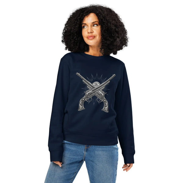 Mystic Revolver Organic Crewneck | Sustainable Western Streetwear - Sustainable Organic Design | Detailed Alternative View