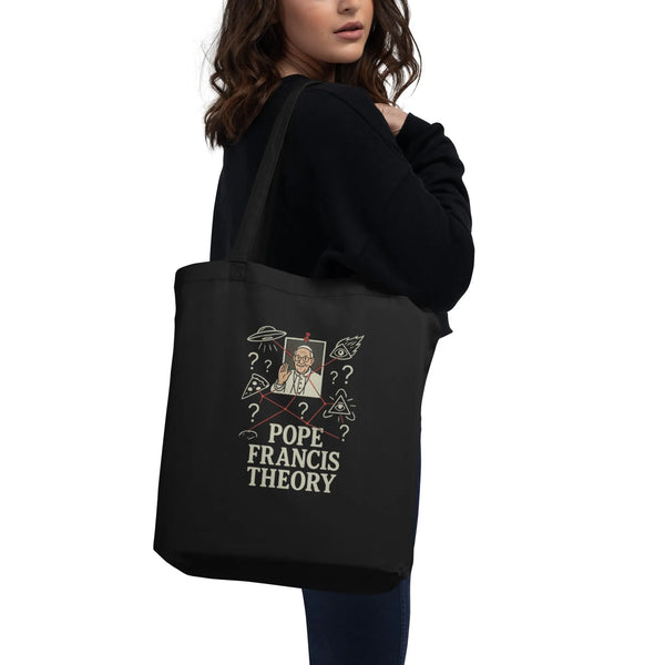 Pope Francis Theory Meme Tote | 100% GOTS Organic Cotton - Sustainable Organic Design | Detailed Alternative View