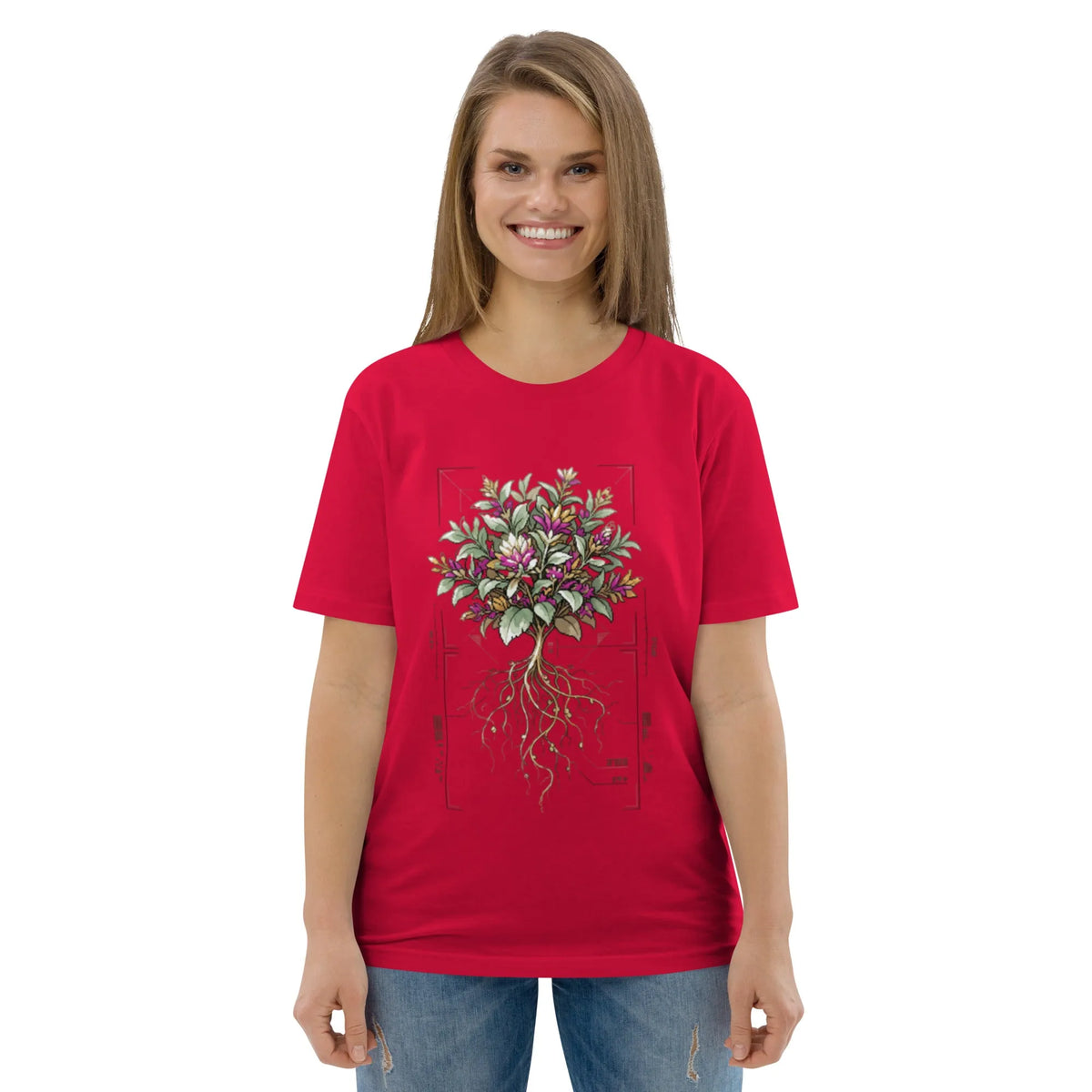 Pixel Bloom Organic Cotton Gaming Tee - Sustainable Organic Design | Primary Mockup Front View