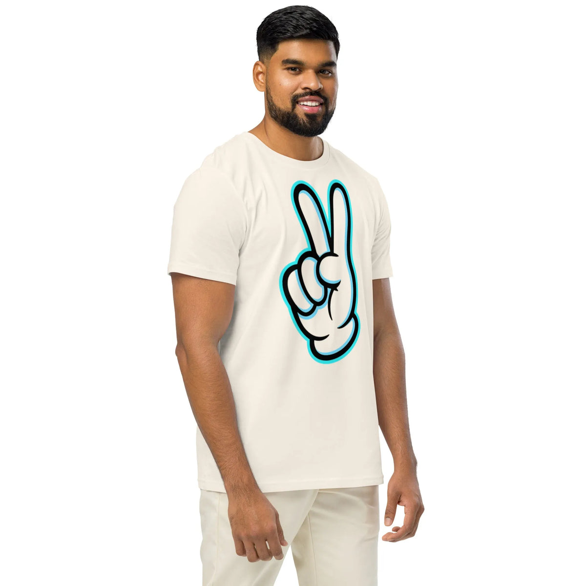 Neon Glow Peace Sign T-Shirt | 100% GOTS Organic Cotton - Sustainable Organic Design | Primary Mockup Front View