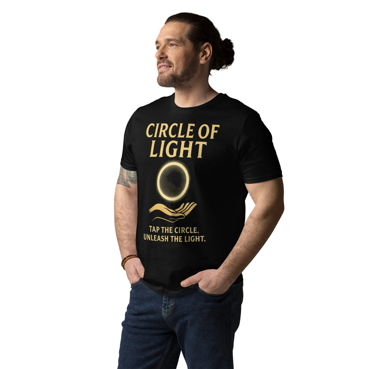 Circle of Light Organic Cotton T-Shirt | Sustainable Streetwear - Sustainable Organic Design | Primary Mockup Front View