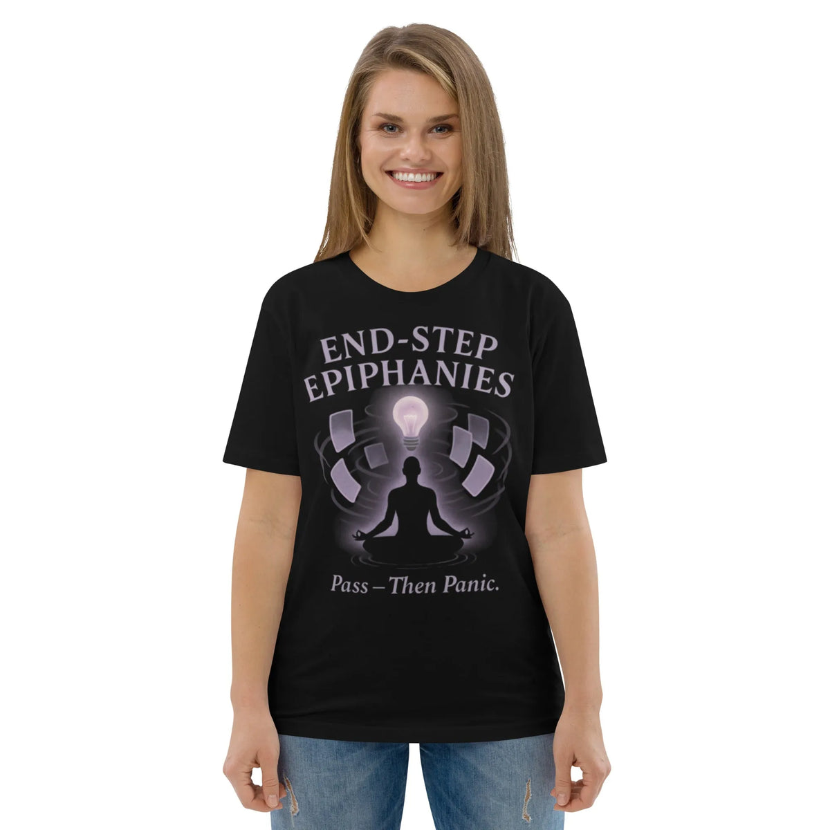 End-Step Epiphanies | Verified Organic Cotton T-Shirt - Sustainable Organic Design | Primary Mockup Front View