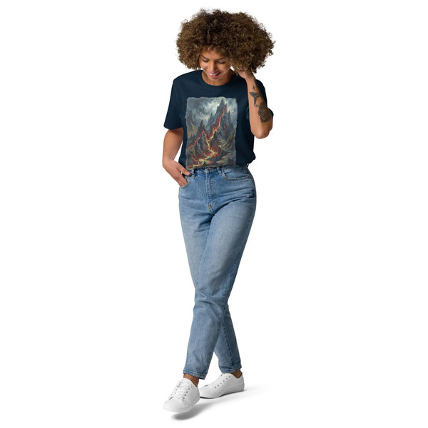 Rot Mountain Organic Cotton Tee | Sustainable Gaming Apparel - Sustainable Organic Design | Detailed Alternative View