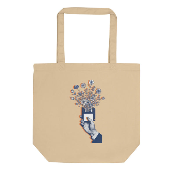 Floppy Bloom Organic Tote | GOTS Certified | Retro Tech Collection - Sustainable Organic Design | Detailed Alternative View