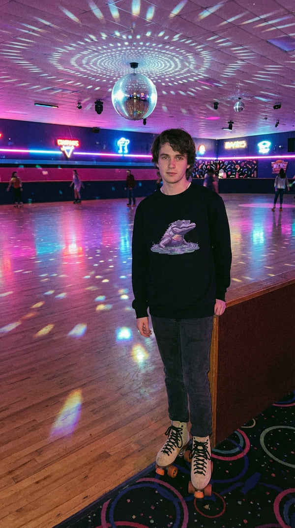 Vaporwave Gator Organic Cotton Sweatshirt - Roller Rink Regular in Roller Rink - 90s Retro Sustainable