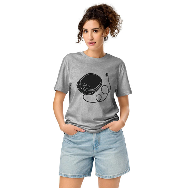 Retro Discman 90s Graphic Tee | 100% GOTS Organic Cotton | Y2K Streetwear - Sustainable Organic Design | Detailed Alternative View