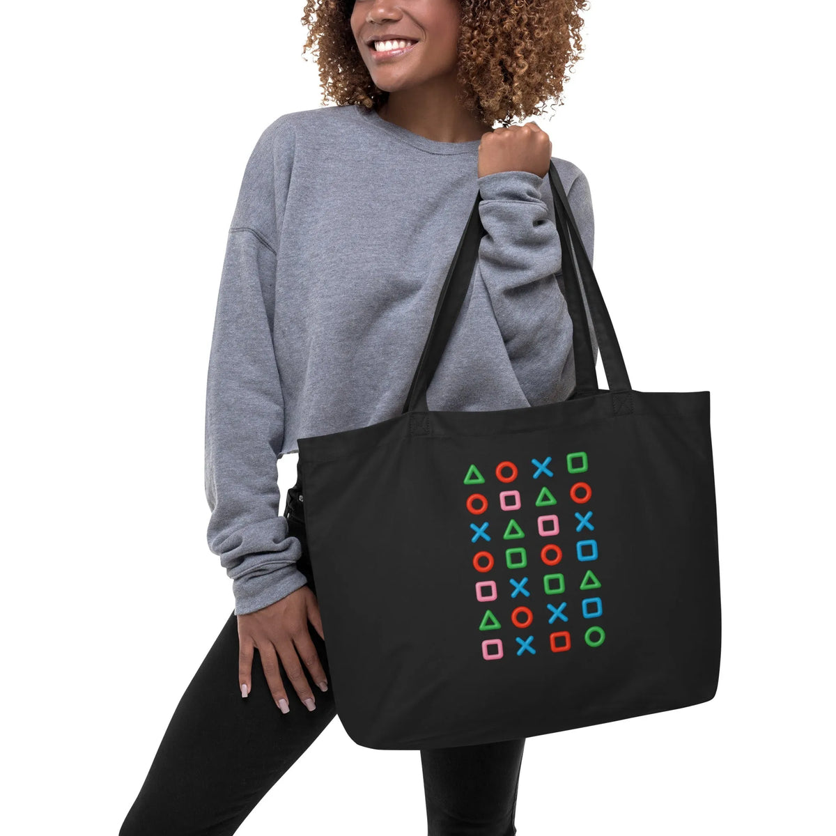 Gamer Icon Organic Cotton Tote Bag | Sustainable & Ethically Made - Sustainable Organic Design | Primary Flat-lay Front View