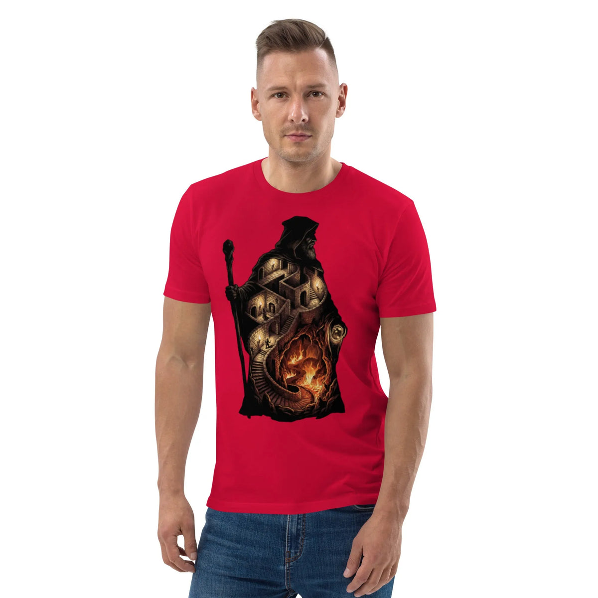 Mystic Wizard Gamer Tee | Premium Organic Cotton & Ethical Design - Sustainable Organic Design | Primary Mockup Front View