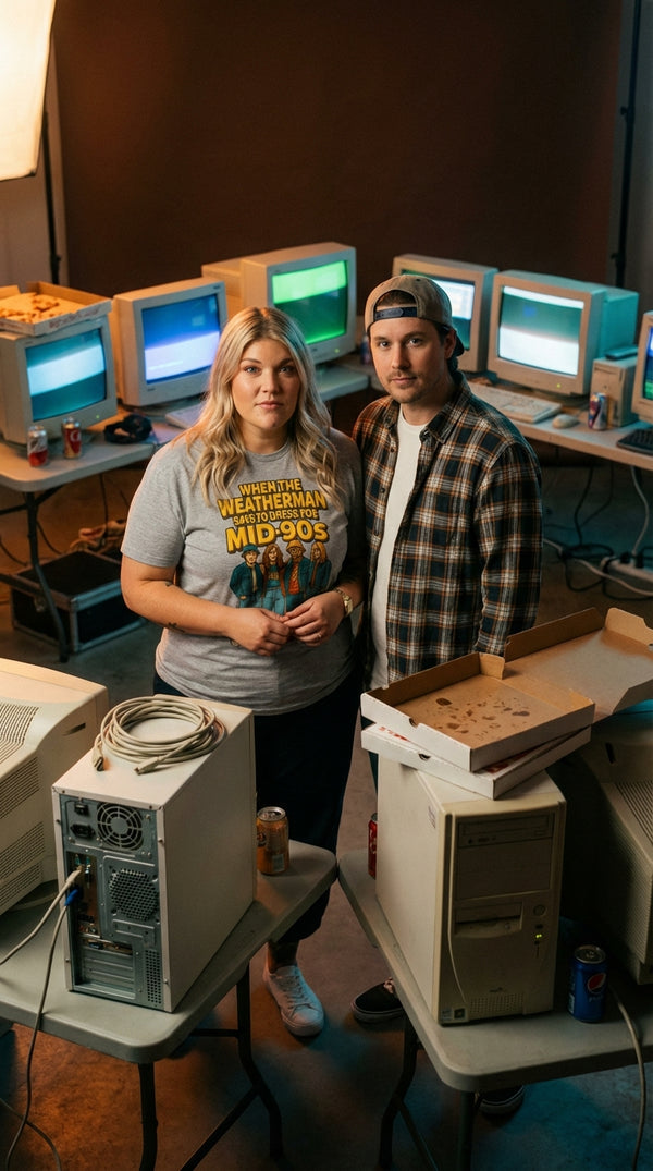 Dress for Mid 90s Organic Cotton Tee - Couple / Duo in 90s LAN Party - 90s Grunge Revival