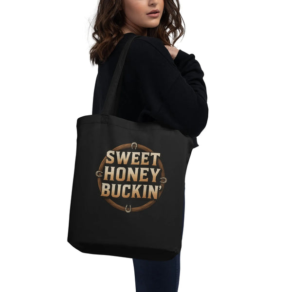 Sweet Honey Buckin' Organic Cotton Tote Bag | Design Delight Studio - Sustainable Organic Design | Detailed Alternative View
