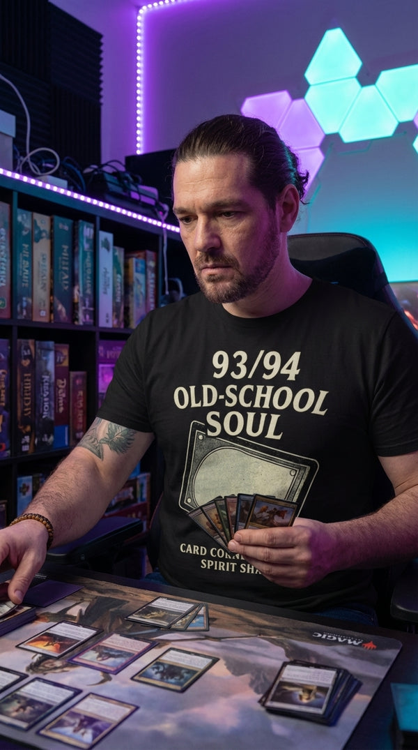 93-94 Old School Soul Organic Cotton T-Shirt - CCG / Tabletop Gamer in RGB Gaming Room - Card Shop Duel