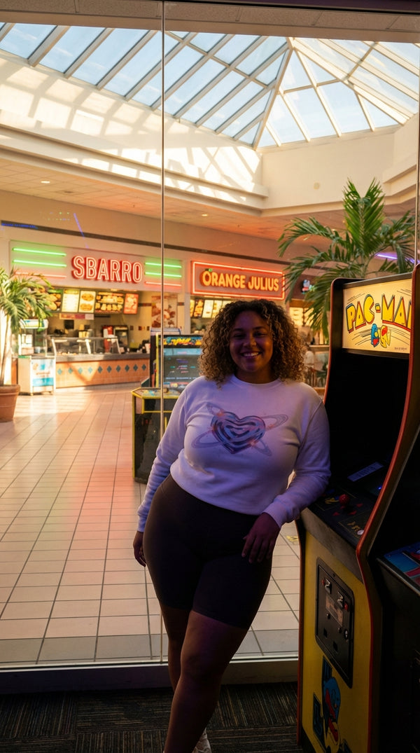 Chrome Heart Y2K Organic Cotton Sweatshirt Unisex Fit - Retro Plus Arcade in 90s Mall Food Court - 90s Retro Sustainable