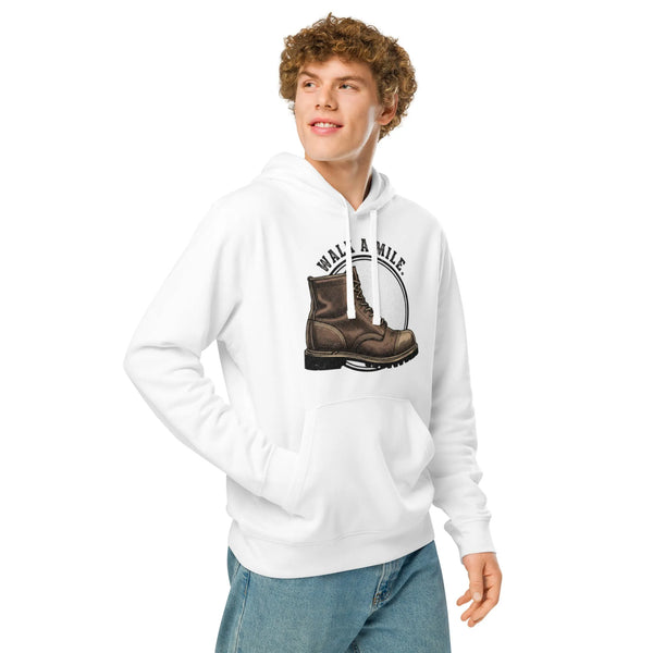 Walk A Mile Vintage Boot Hoodie | Premium Sustainable Organic Cotton - Sustainable Organic Design | Primary Mockup Front View