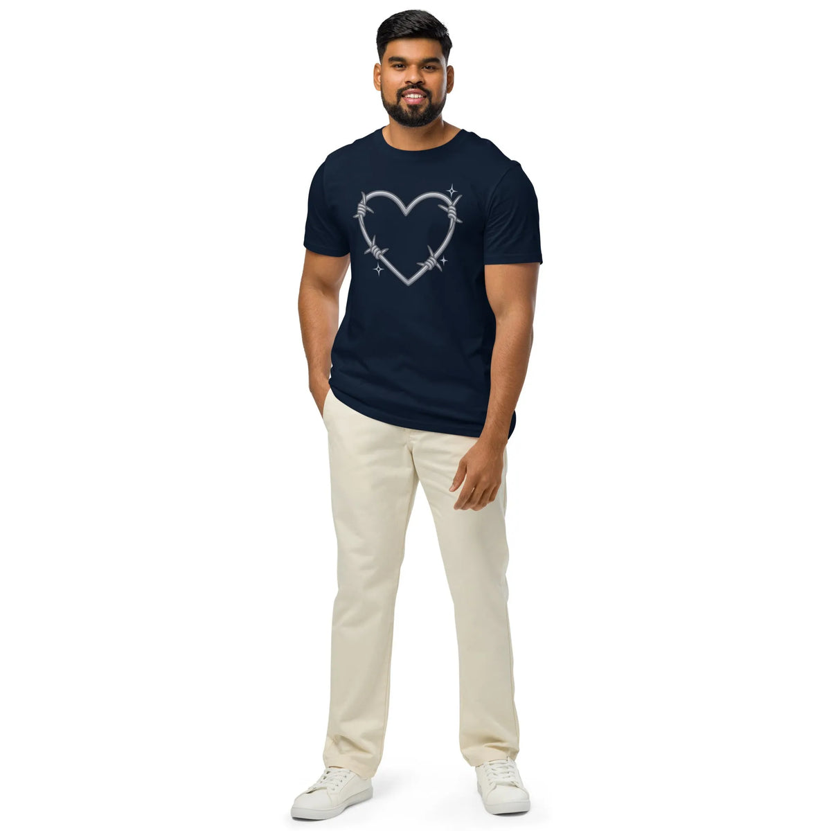 Barbed Wire Heart Organic T-Shirt | Cowboy Renaissance - Sustainable Organic Design | Detailed Alternative View