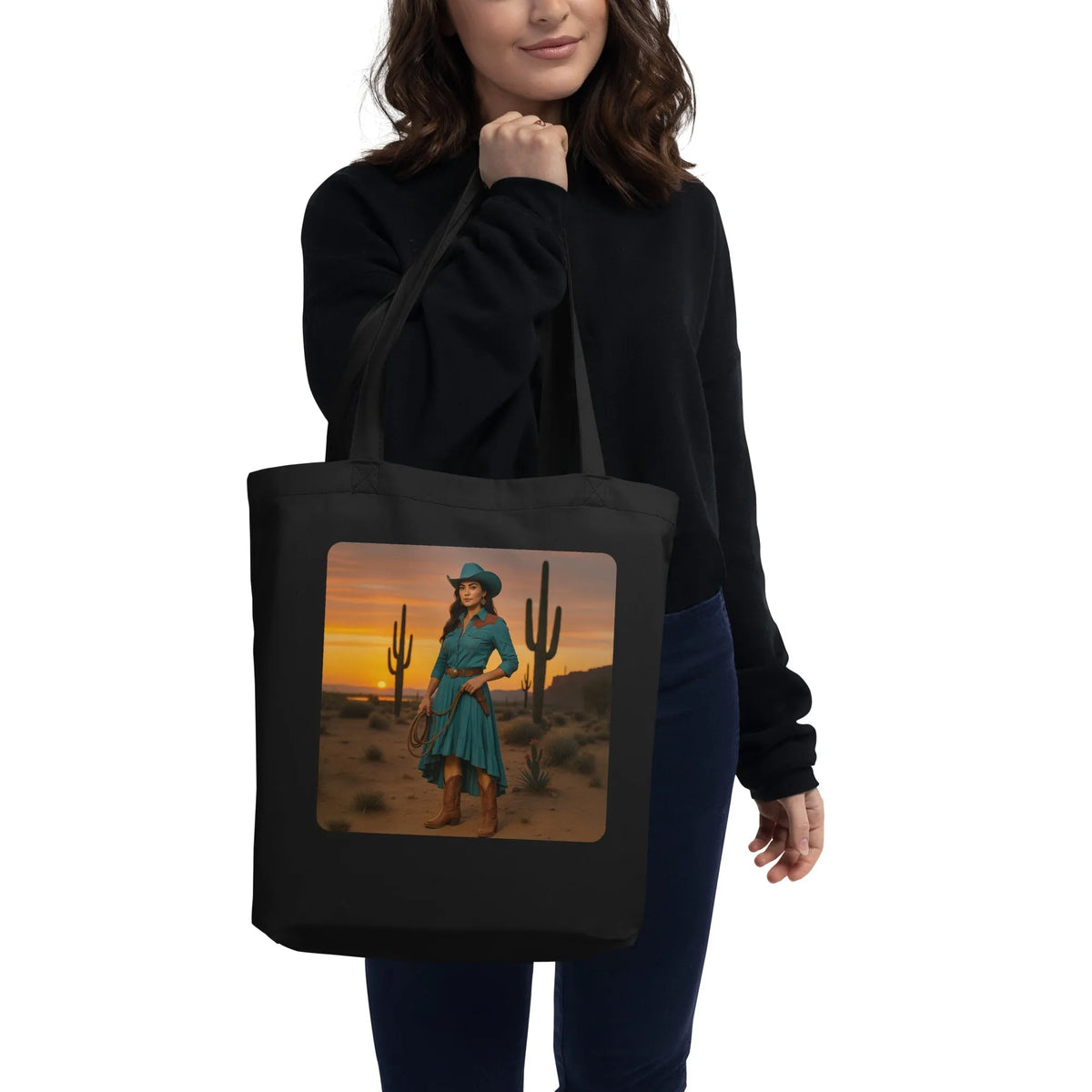 Sonoran Sunset Tote | Organic Cotton Southwestern Design - Sustainable Organic Design | Primary Flat-lay Front View