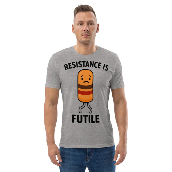 Resistance Is Futile Tee | Sustainable Organic Cotton Science T-Shirt - Sustainable Organic Design | Primary Mockup Front View