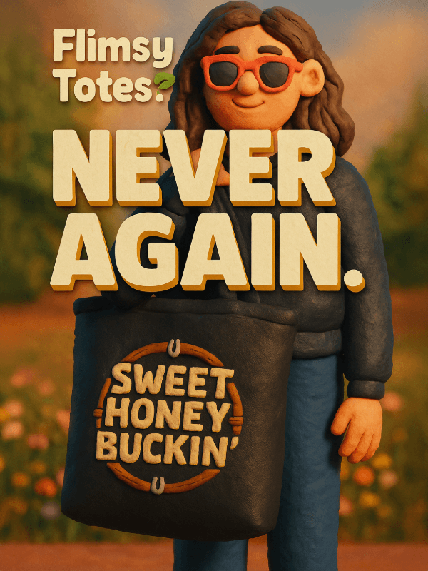 Sweet Honey Buckin' Organic Cotton Tote Bag - Western Rodeo Humor Eco-Friendly Shopper - Design Delight Studio