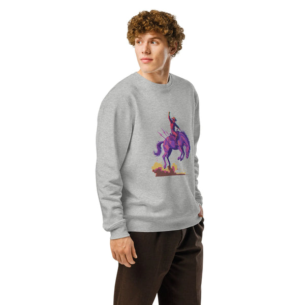 Electric Bronco Organic Cotton Sweatshirt - Retro Western - Sustainable Organic Design | Detailed Alternative View