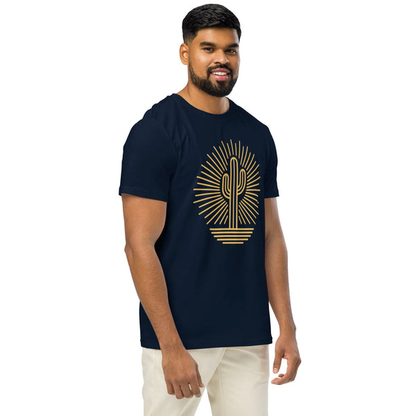 Minimalist Cactus Sunburst Organic T-Shirt | Cowboy Renaissance Collection - Sustainable Organic Design | Detailed Alternative View