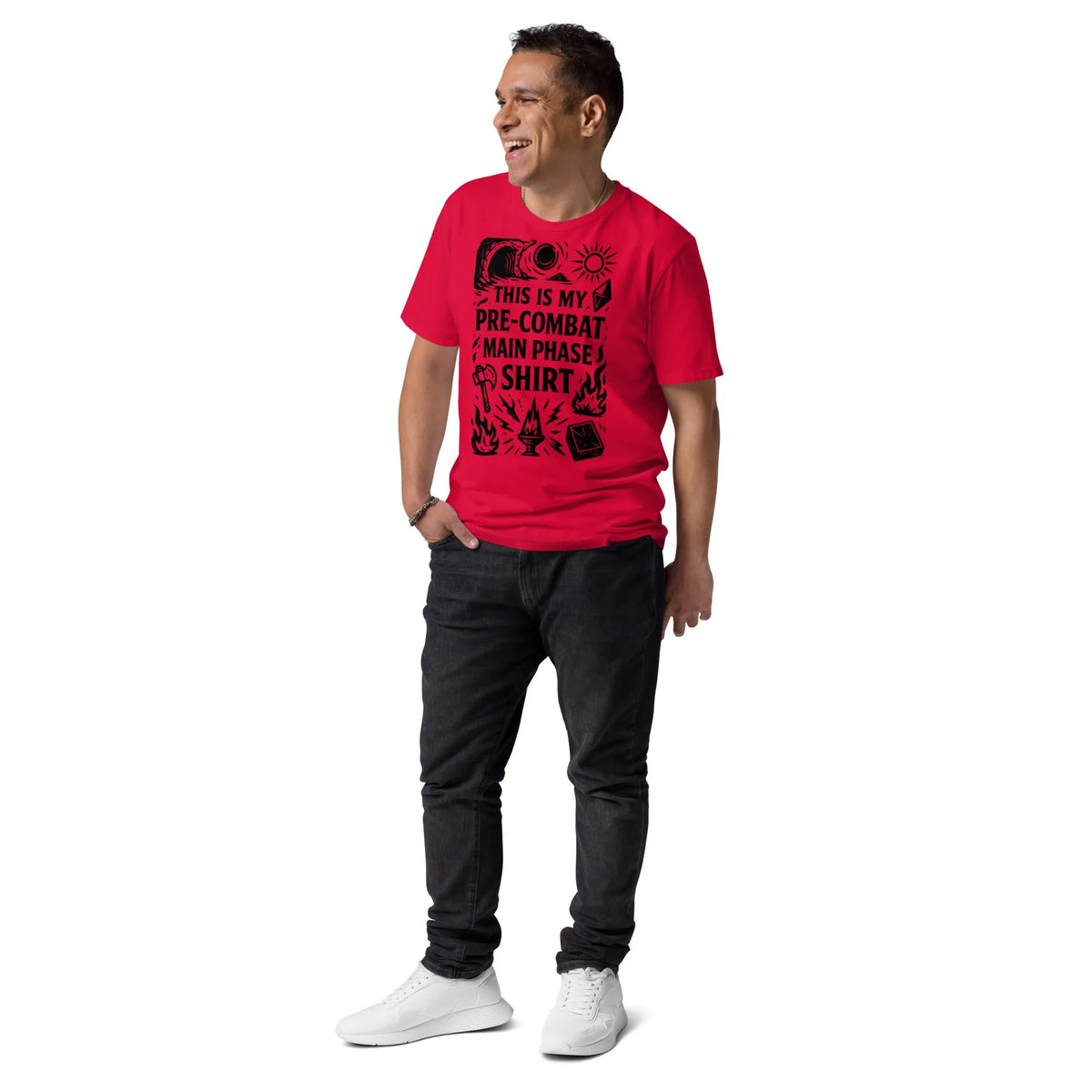 Pre-Combat Main Phase Organic Gamer T-Shirt – Sustainable Streetwear - Sustainable Organic Design | Primary Mockup Front View