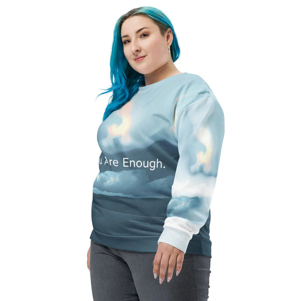 You Are Enough Recycled Sweatshirt – Verified Sustainable Streetwear - Sustainable Organic Design | Detailed Alternative View