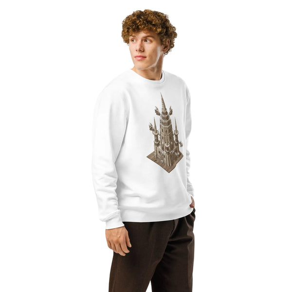 Sky Citadel Organic Gamer Sweatshirt | Strategy RPG & Fantasy Art - Sustainable Organic Design | Primary Mockup Front View