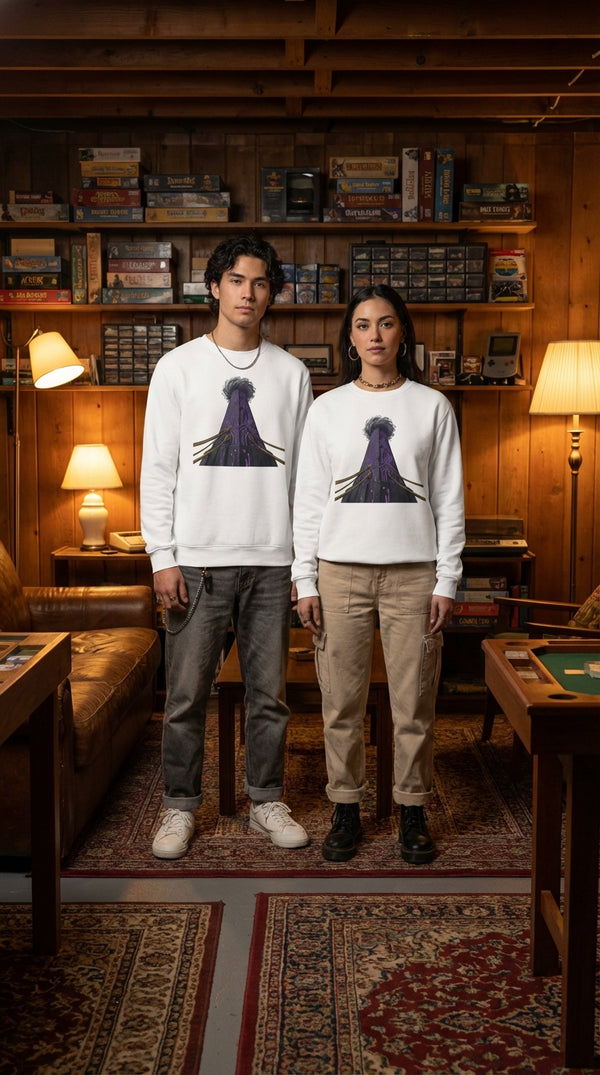 Dark Tech Obelisk Organic Gamer Sweatshirt - Couple / Duo in Cozy Game Den - Mana Color Aesthetic