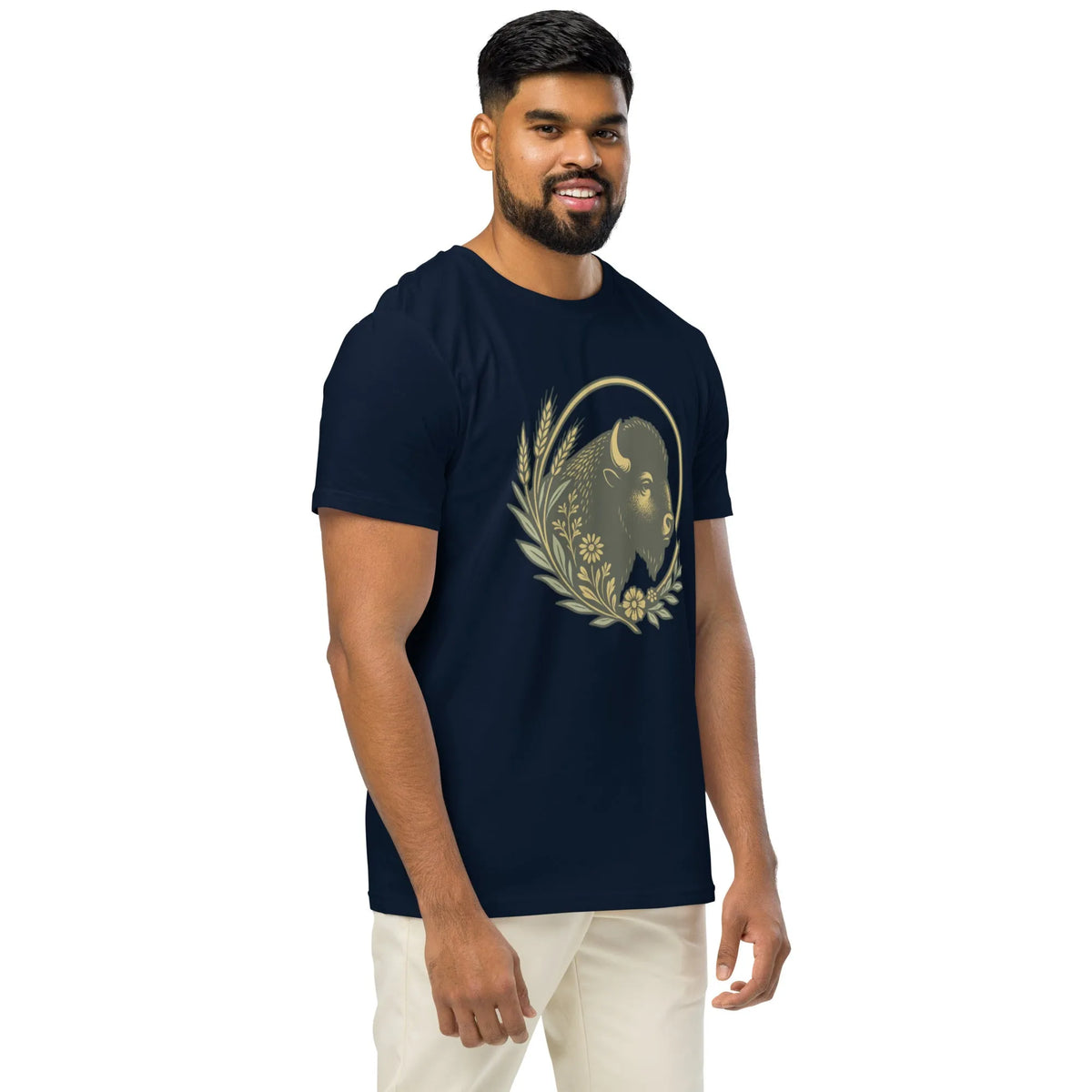 Golden Buffalo Heritage Tee – 100% Organic Cotton | Cowboy Renaissance - Sustainable Organic Design | Detailed Alternative View