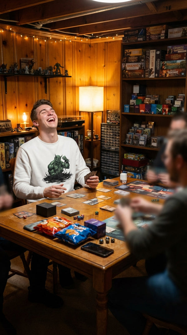 Unleashed Oni Demon Organic Cotton Crewneck Sweatshirt - Multiplayer Pod (Social) in Cozy Game Den - Legendary Pull