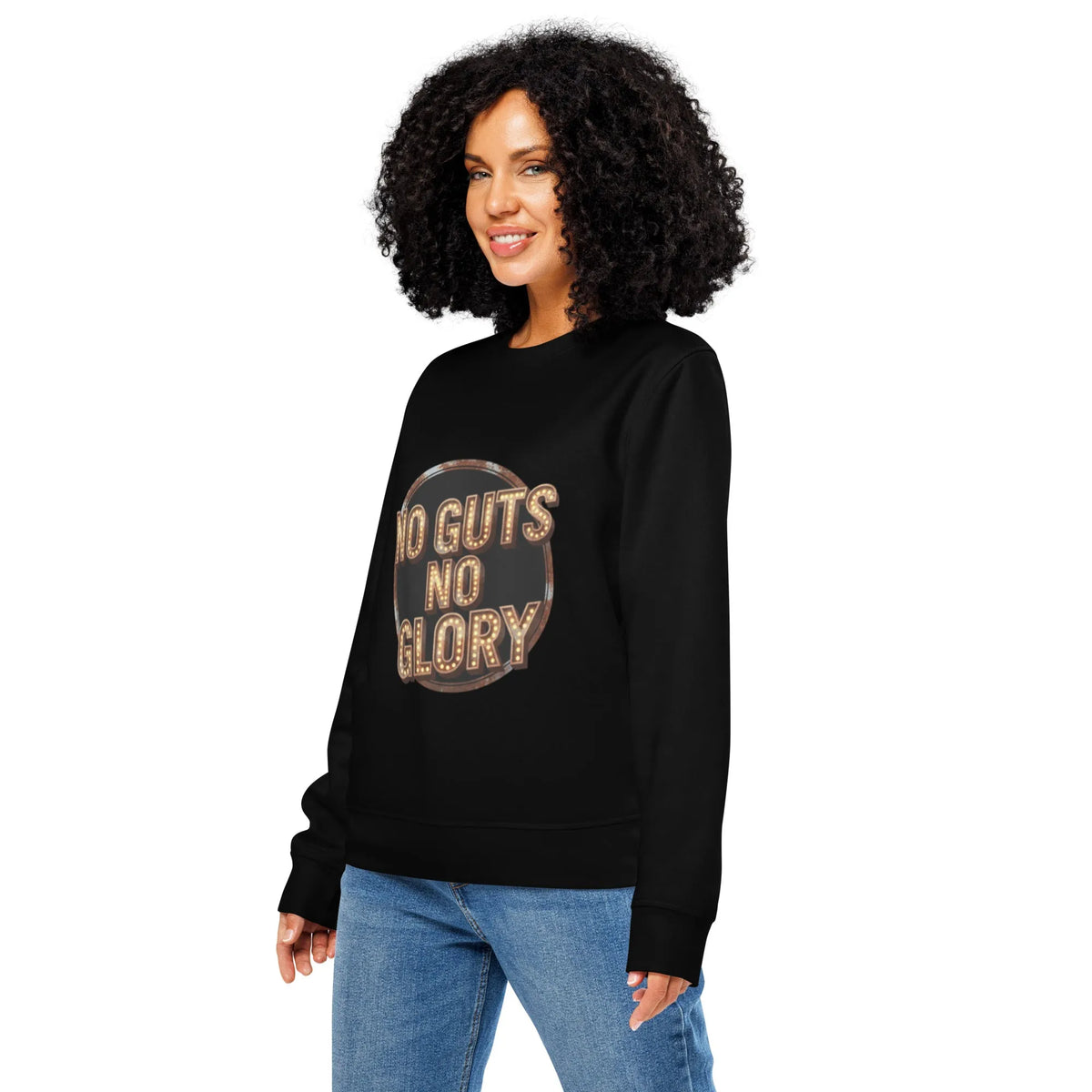 No Guts No Glory Organic Sweatshirt | Retro Western Crewneck - Sustainable Organic Design | Primary Mockup Front View