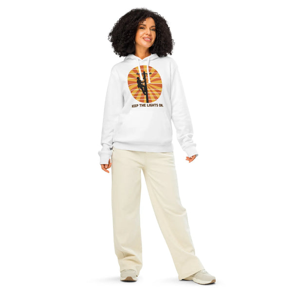 Keep The Lights On Hoodie - Premium Organic Lineman Pullover - Sustainable Organic Design | Detailed Alternative View