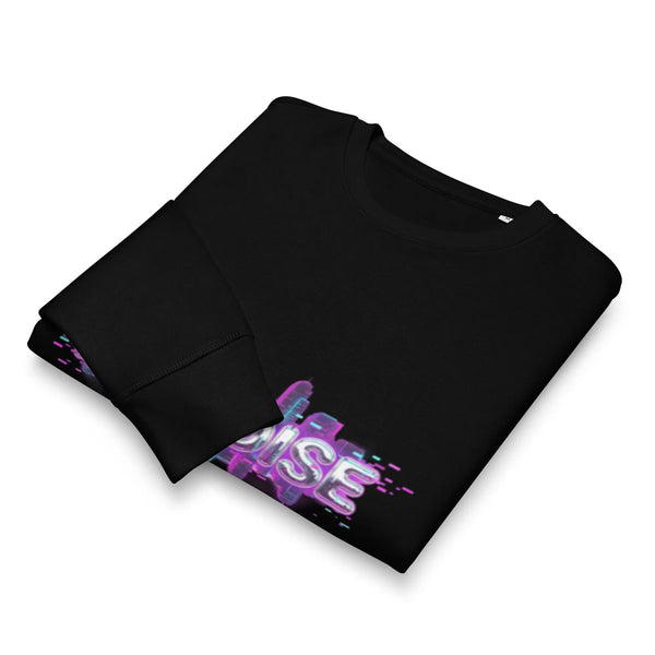 Paradise Glitch Synthwave Organic Sweatshirt - Sustainable Organic Design | Detailed Alternative View