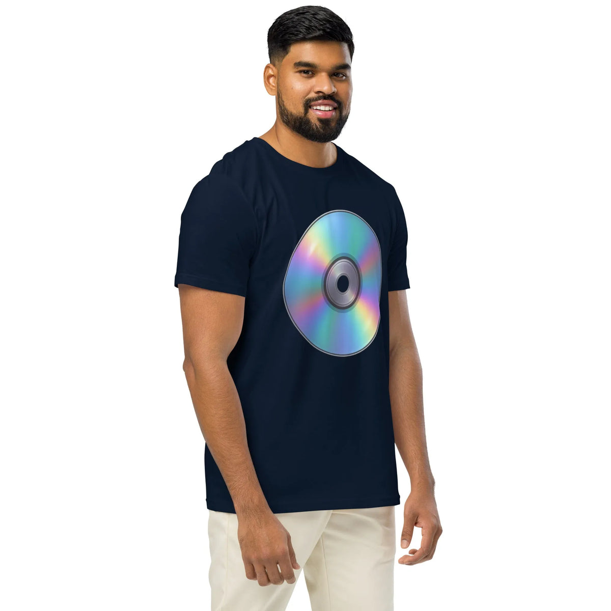 Retro Iridescent CD Organic T-Shirt | Y2K & 90s Aesthetic - Sustainable Organic Design | Detailed Alternative View
