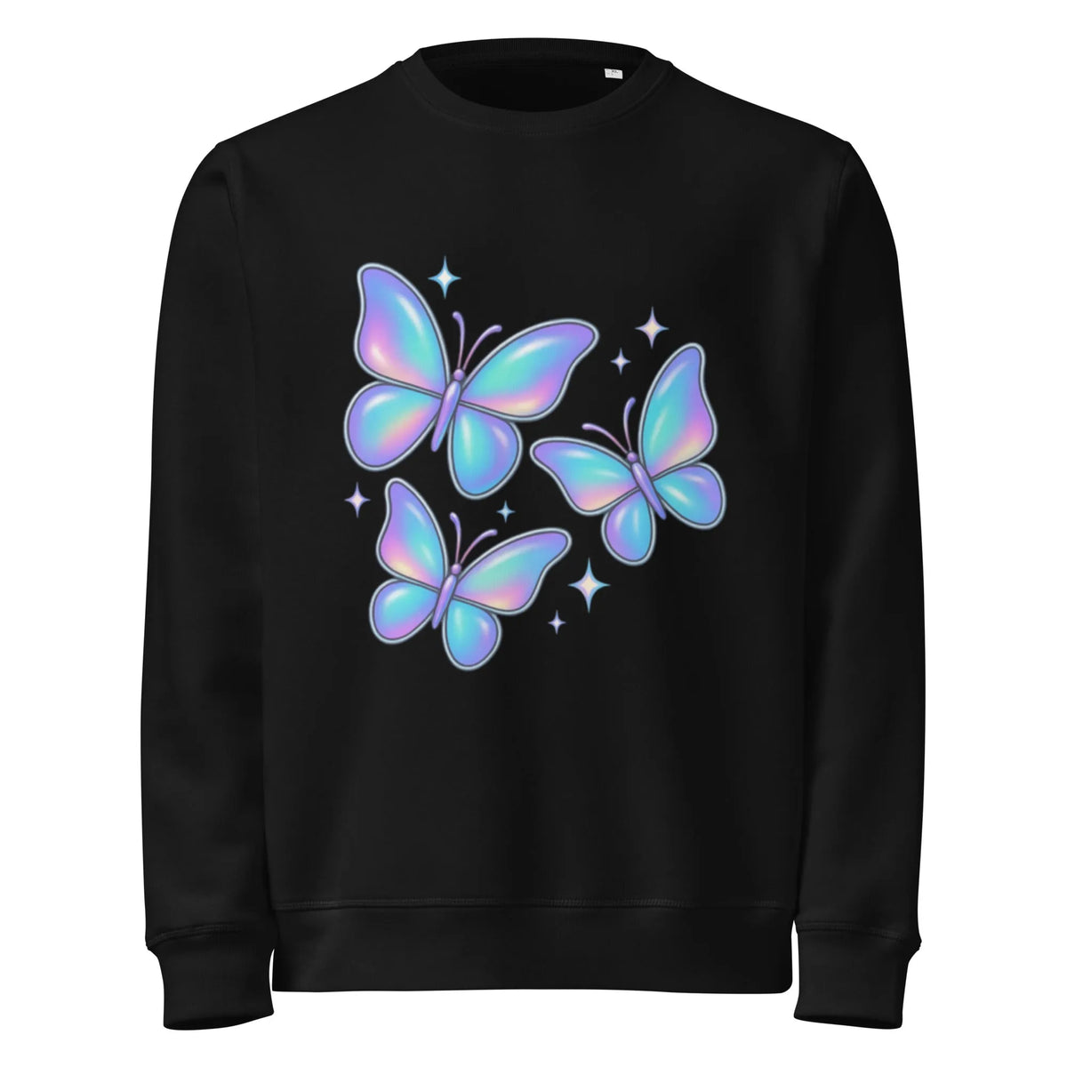 Iridescent Butterfly Sweatshirt – Soft Glow for Dreamy Souls - Sustainable Organic Design | Detailed Alternative View