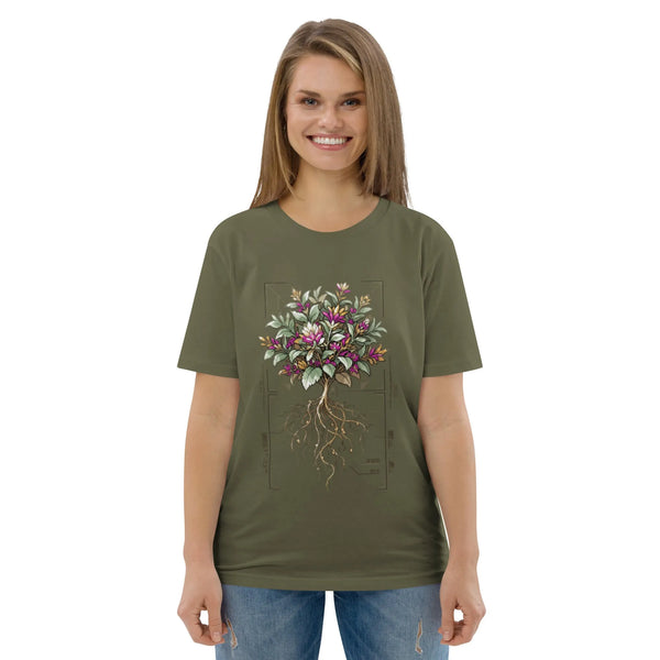 Pixel Bloom Organic Cotton Gaming Tee - Sustainable Organic Design | Detailed Alternative View