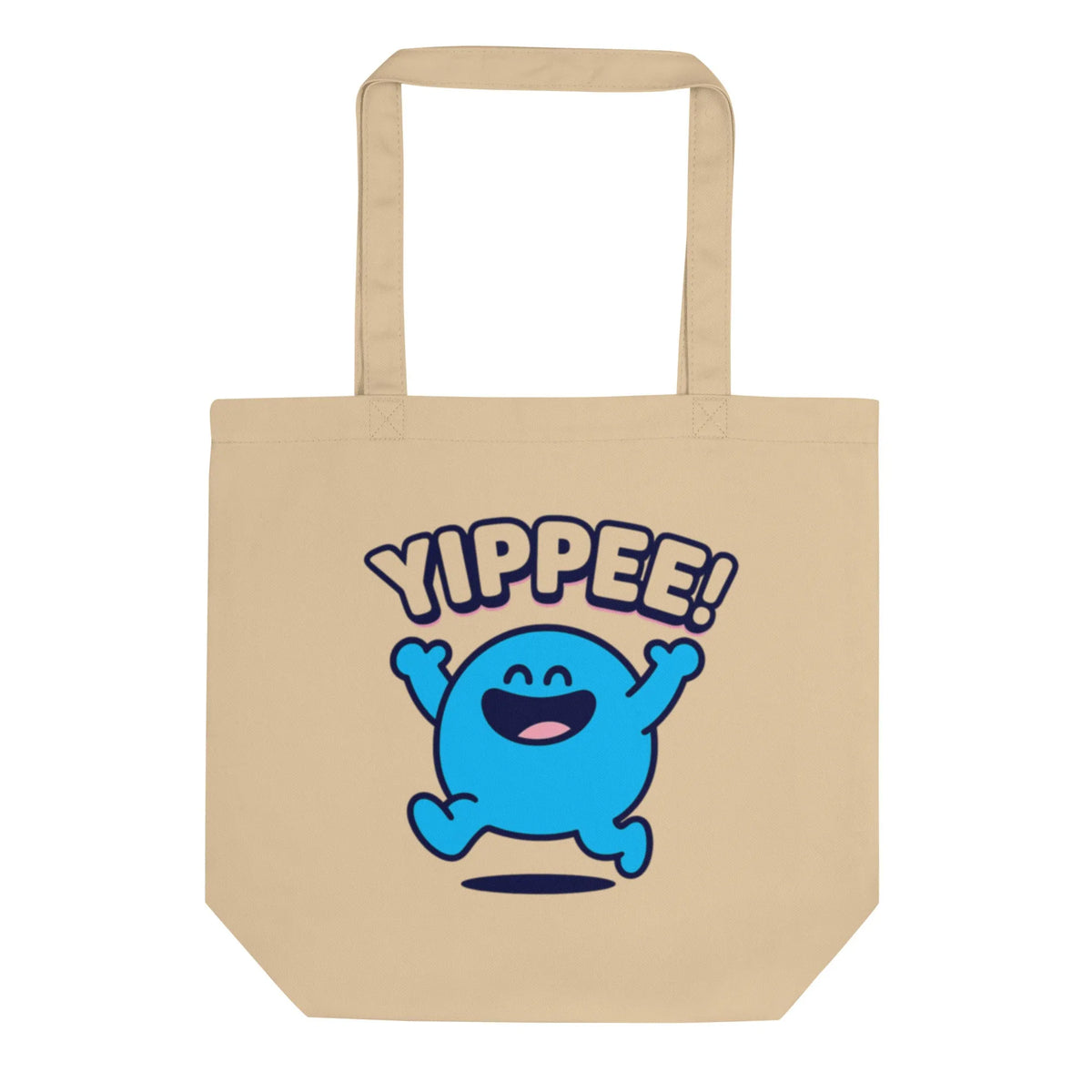 Yippee! Joy Celebration Organic Cotton Tote Bag | GOTS Certified - Sustainable Organic Design | Primary Flat-lay Front View