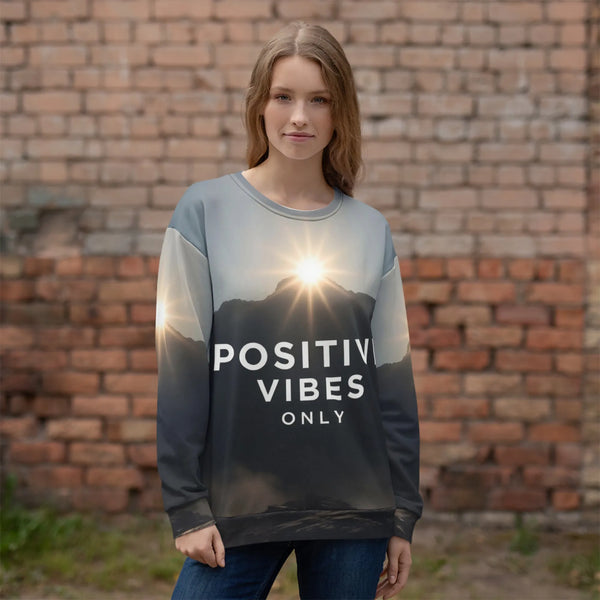 Positive Vibes Recycled Sweatshirt | Sustainable Streetwear - Sustainable Organic Design | Primary Mockup Front View
