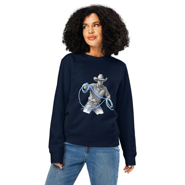 Neon Lasso Graphic Sweatshirt | Organic Cotton Western Streetwear - Sustainable Organic Design | Detailed Alternative View