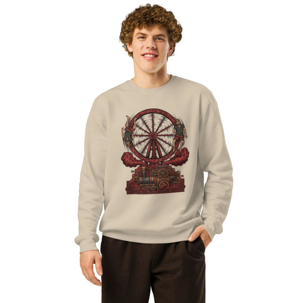 Steampunk Wheel of Fortune Organic Cotton Sweatshirt - Sustainable Organic Design | Primary Mockup Front View