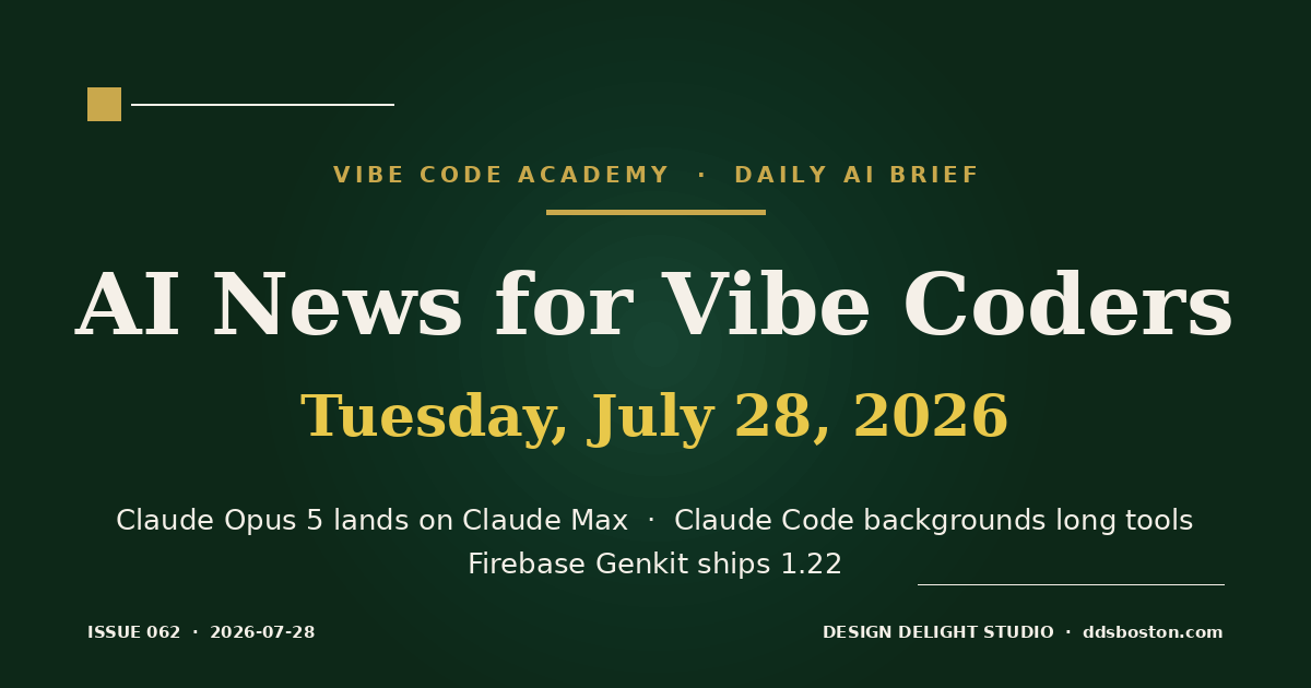 Vibe Code Academy daily AI news cover for July 28, 2026