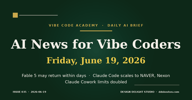 Vibe Code Academy daily AI news cover for June 19, 2026