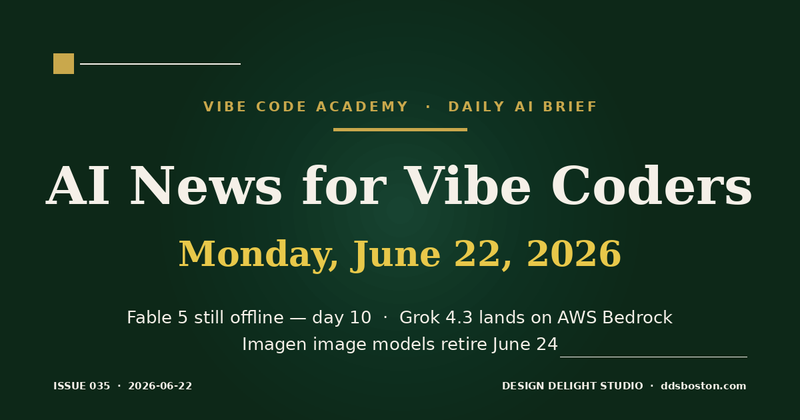 Vibe Code Academy daily AI news cover for June 22, 2026
