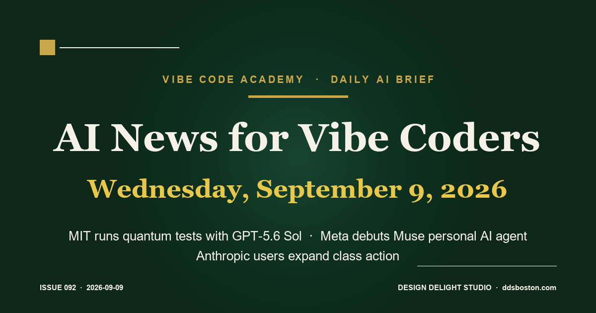Vibe Code Academy daily AI news cover for September 9, 2026